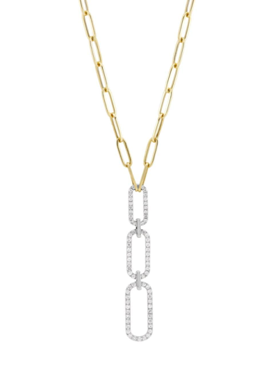 Shop Saks Fifth Avenue Women's 14k Yellow Gold & 0.70 Tcw Diamond Paper Clip Pendant Necklace