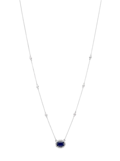 Shop Saks Fifth Avenue Women's 14k White Gold, Sapphire & 0.27 Tcw Diamond Pendant Necklace