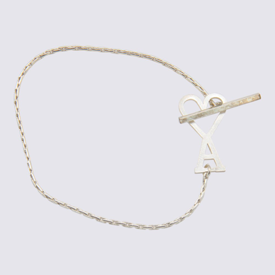 Shop Ami Alexandre Mattiussi Ami Logo Charm Bracelet In Silver