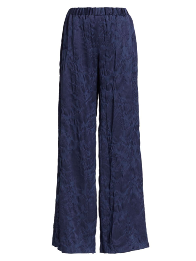Shop Jason Wu Collection Women's Cloque Jacquard Wide-leg Pants In Bright Navy