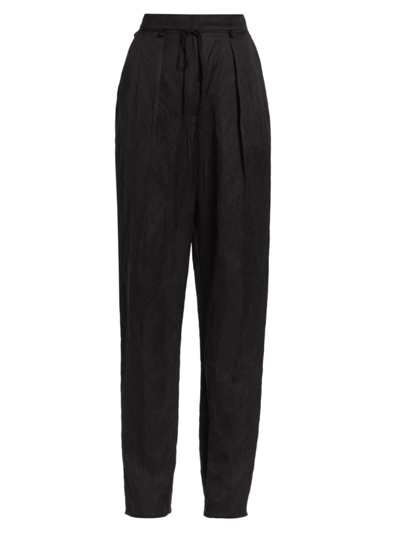 Shop Jason Wu Collection Women's Straight-leg Linen-blend Pants In Black