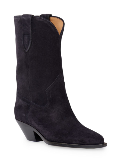 Shop Isabel Marant Women's Dahope 40mm Suede Cowboy Boots In Faded Black