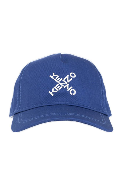 Shop Kenzo Kids Logo Printed Baseball Cap In Blue