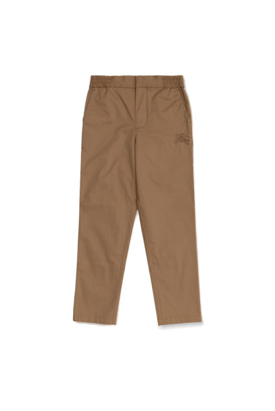 Shop Burberry Kids Ekd Embroidered Straight Leg Pants In Beige
