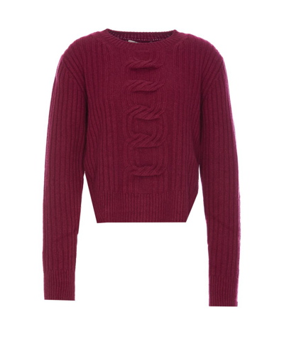 Shop Stella Mccartney Cable Knitted Crewneck Jumper In Pink