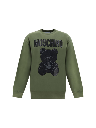 Shop Moschino Teddy Bear Printed Crewneck Sweatshirt In Green