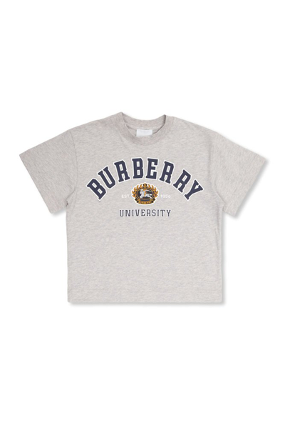 Shop Burberry Kids Logo Printed Crewneck T In Grey