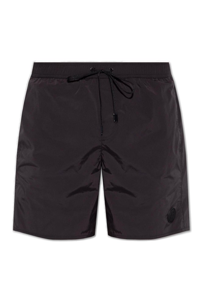 Shop Giorgio Armani Drawstring Swim Shorts In Black