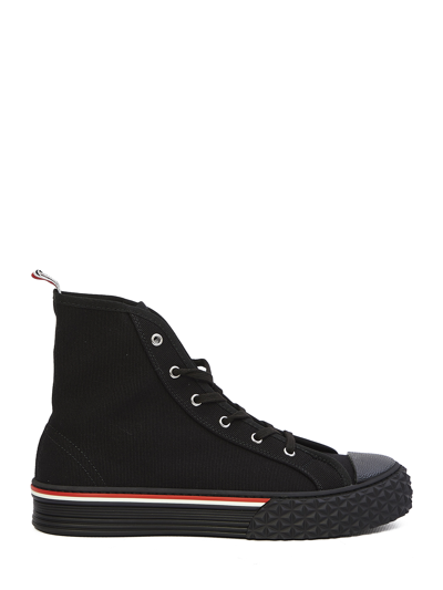 Shop Thom Browne Collegiate High Top Sneakers In Black