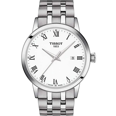 Shop Tissot Men's Classic White Dial Watch In Silver