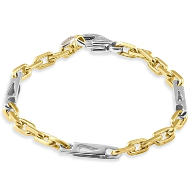 Pompeii3 Men's Figaro 14k Gold (25gram) Or Platinum (41gram) 5mm Link Bracelet 8.5" In Silver