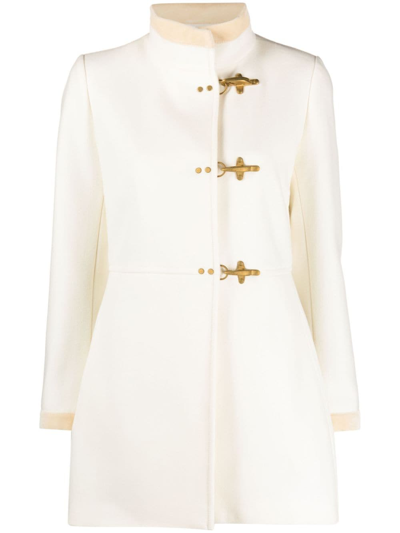 Shop Fay Virginia Velvet-trim Coat In White