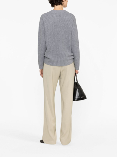 Shop P.a.r.o.s.h Ribbed-knit Cashmere Jumper In Grey