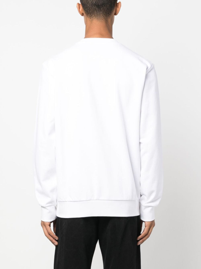 Shop Hugo Boss Flocked-logo Cotton Sweatshirt In Weiss