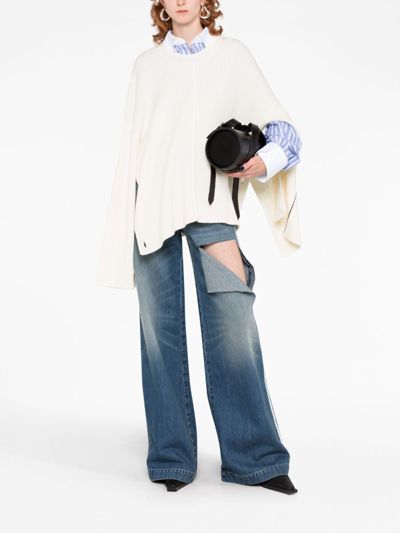 Shop Peter Do Ripped Wide-leg Jeans In Blau