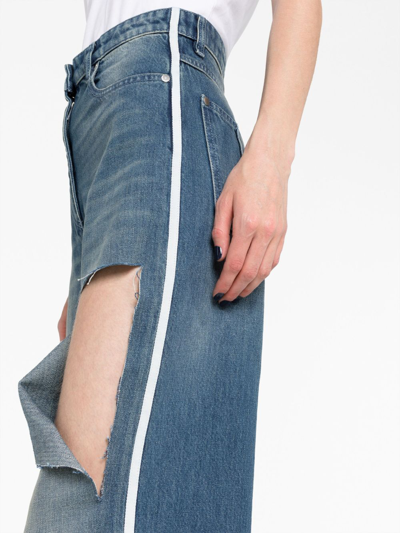 Shop Peter Do Ripped Wide-leg Jeans In Blau