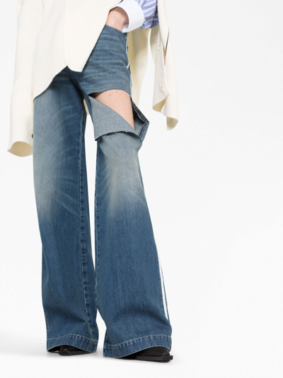 Shop Peter Do Ripped Wide-leg Jeans In Blau