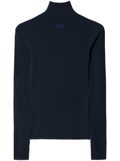 Shop Off-white Off-logo High-neck Jumper In Blau