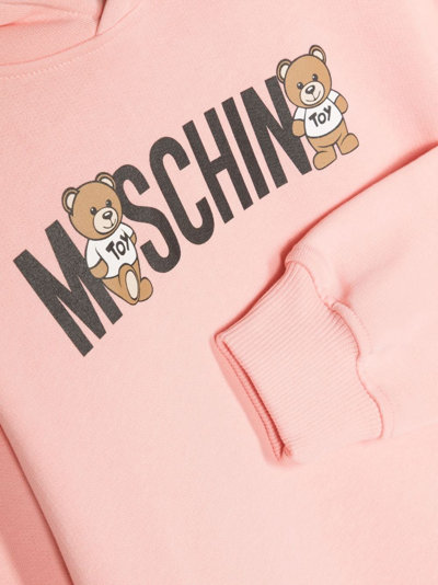 Shop Moschino Logo-print Cotton Hoodie In Rosa