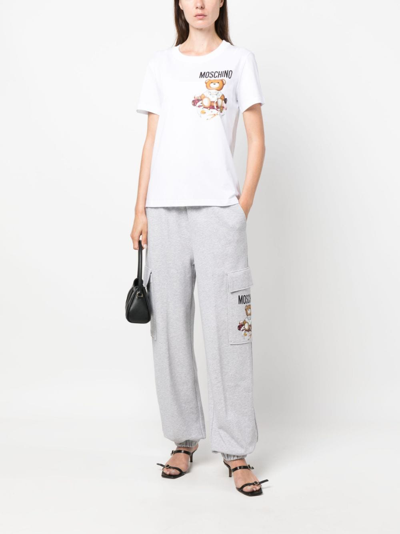 Moschino Teddy Bear-motif Cotton T-shirt In Weiss