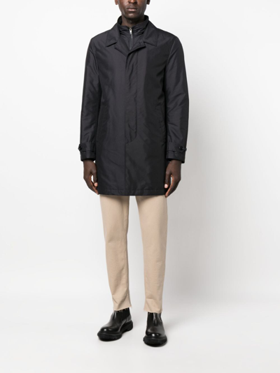 Fay Blue Nylon Morning Raincoat In Black