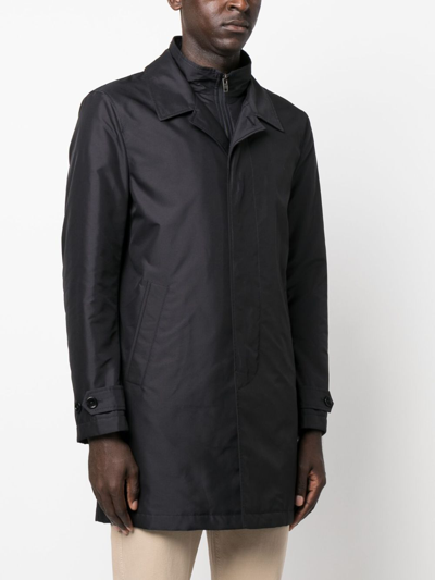 Fay Blue Nylon Morning Raincoat In Black