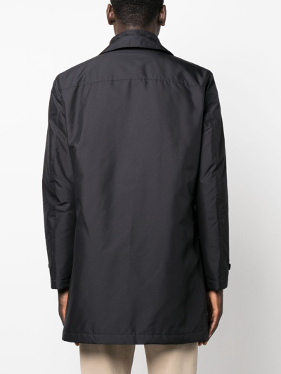 Fay Blue Nylon Morning Raincoat In Black
