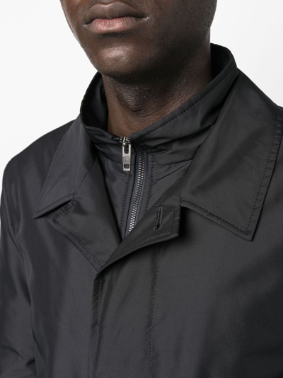Fay Blue Nylon Morning Raincoat In Black