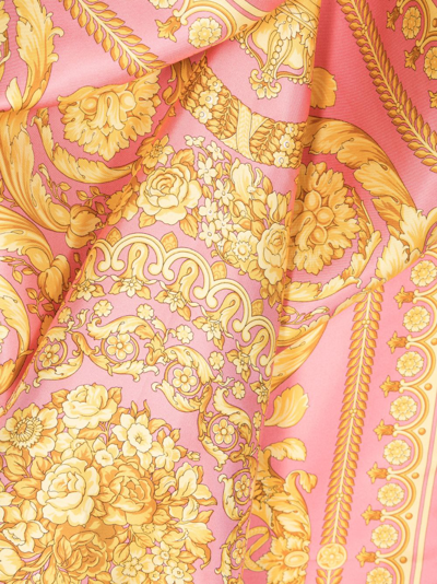 Shop Versace Barocco Silk Scarf In Rosa