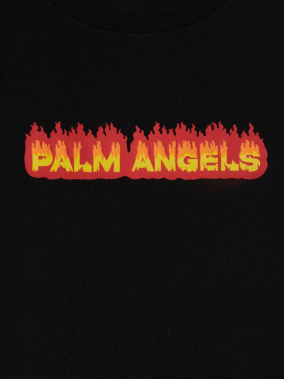 Palm Angels Flames Logo-print Cotton T-shirt In Schwarz