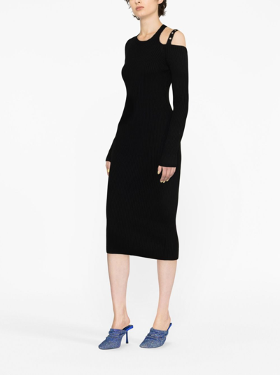Shop Blumarine Eyelet-embellished Cut-out Dress In Black