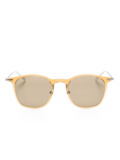 Shop Montblanc Round-frame Tinted Sunglasses In Orange