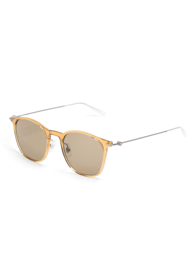 Shop Montblanc Round-frame Tinted Sunglasses In Orange