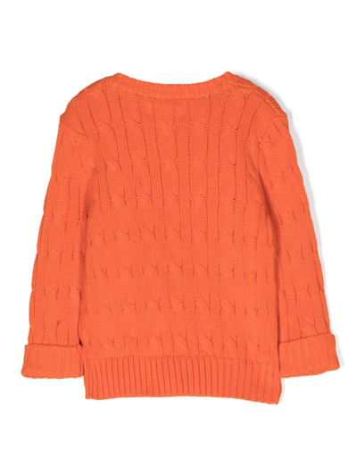 Shop Ralph Lauren Polo-pony Patch Cable-knit Jumper In Orange