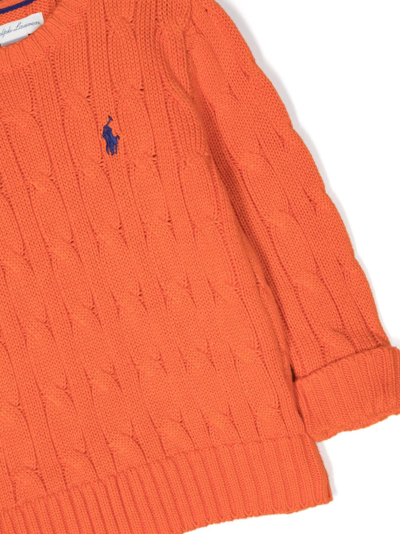 Shop Ralph Lauren Polo-pony Patch Cable-knit Jumper In Orange