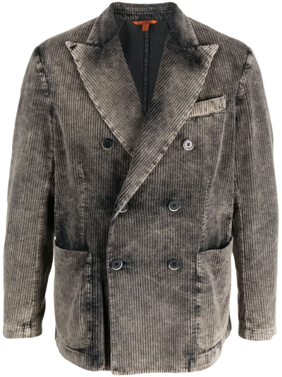 Shop Barena Venezia Faded Corduroy Double-breasted Blazer In Grau