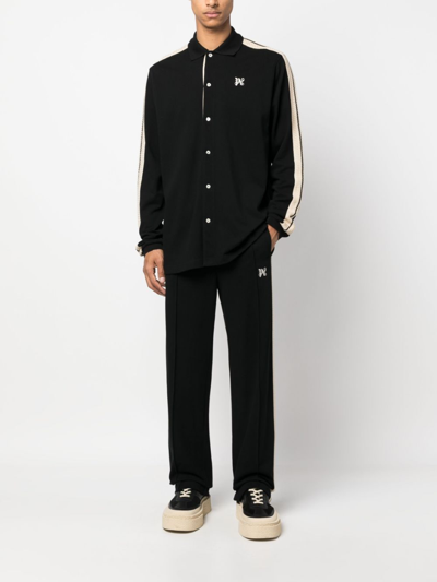 Palm Angels Pa Monogram-print Linen Shirt In Schwarz