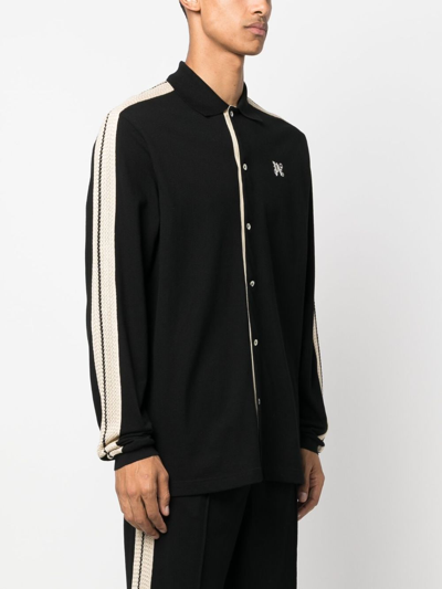 Palm Angels Pa Monogram-print Linen Shirt In Schwarz
