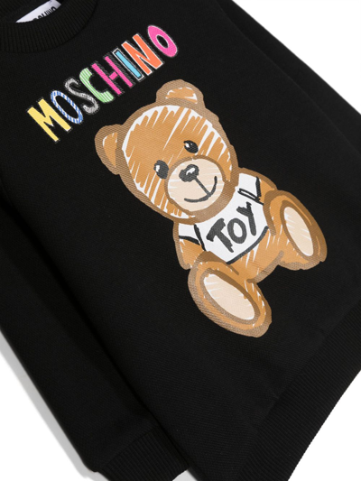 Shop Moschino Teddy Bear Cotton Sweatshirt In Schwarz