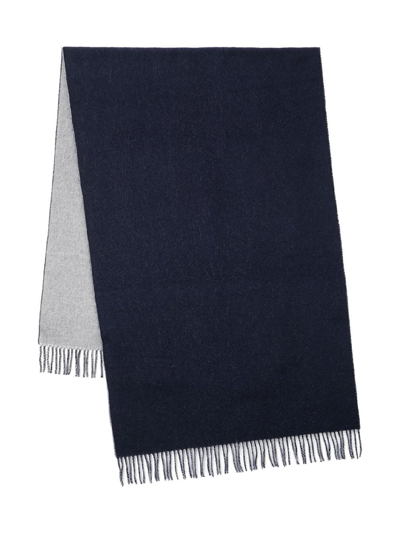 Shop Sporty And Rich Wool-blend Fringed-edge Scarf In Blue