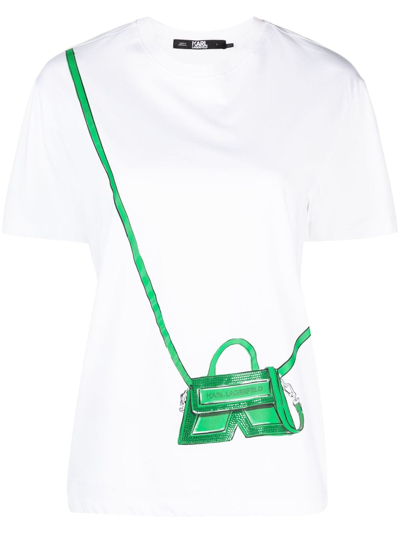Shop Karl Lagerfeld Ikon/k Bag Print T-shirt In White