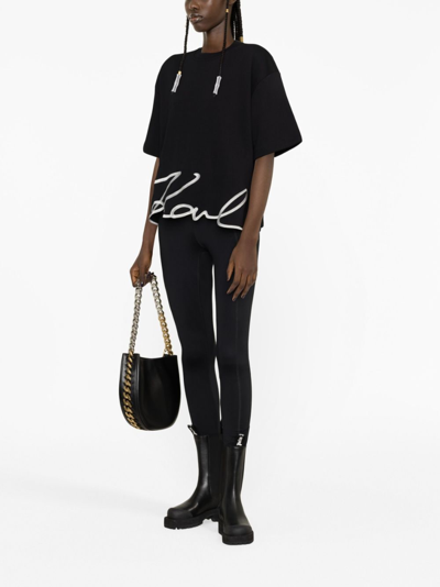 Shop Karl Lagerfeld Signature Hem Organic-cotton T-shirt In Black