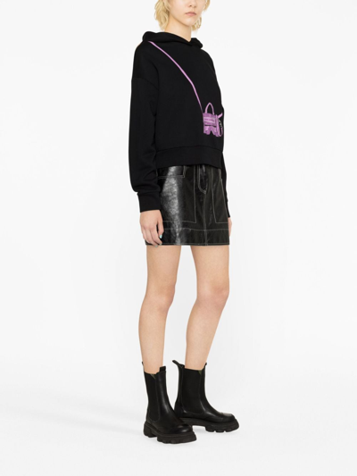 Shop Karl Lagerfeld Ikon/k Bag Print Hoodie In Black