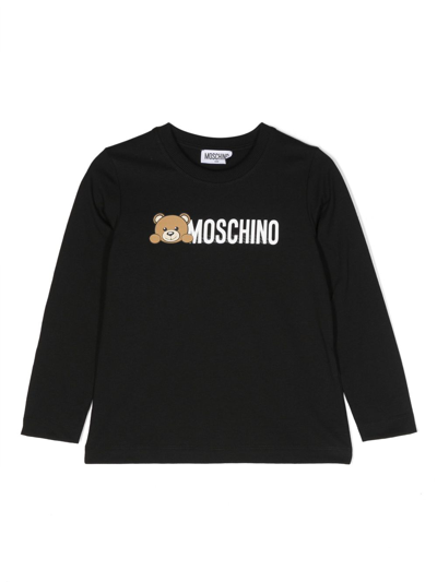Shop Moschino Logo-print Cotton Sweatshirt In Schwarz