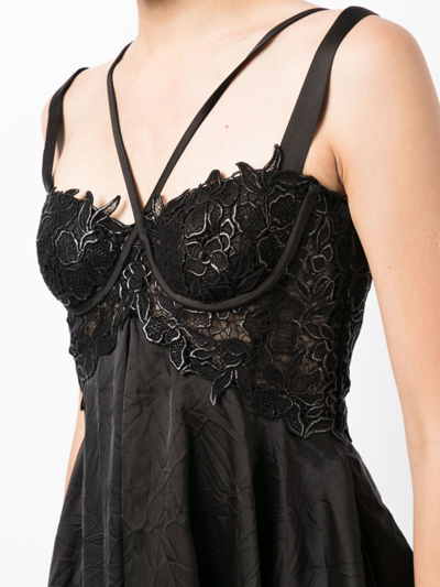 Shop Versace Sheer-lace Asymmetric Minidress In Black