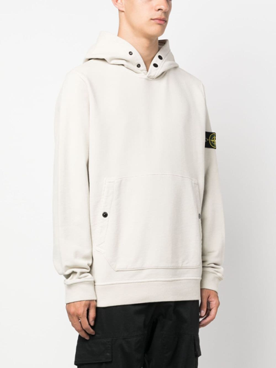 Shop Stone Island Compass Patch Cotton Hoodie In Nude