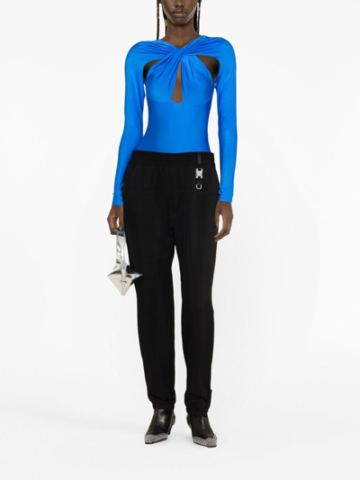 Shop Coperni Twisted-detail Long-sleeved Bodysuit In Blue