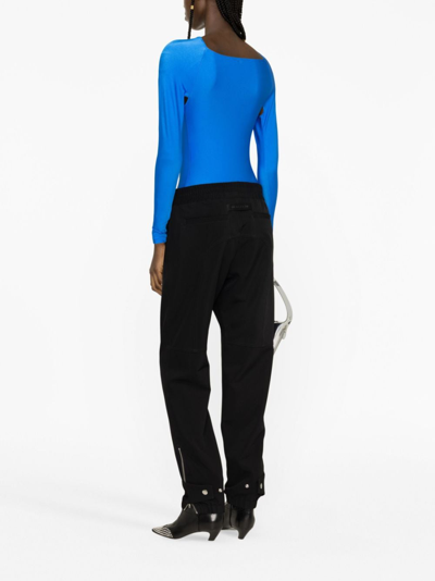 Shop Coperni Twisted-detail Long-sleeved Bodysuit In Blue
