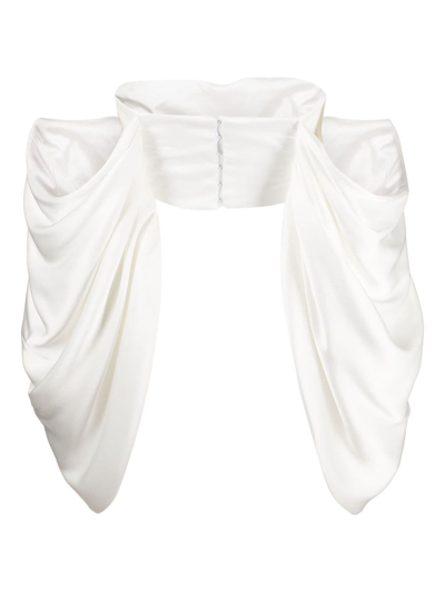 Shop Concepto Draped-sleeve Cropped Blouse In White