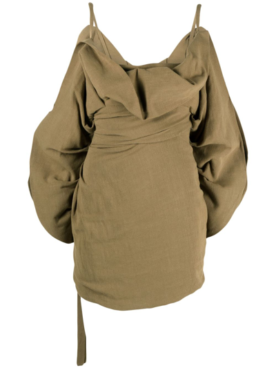 Shop Concepto Draped Fitted Minidress In Green